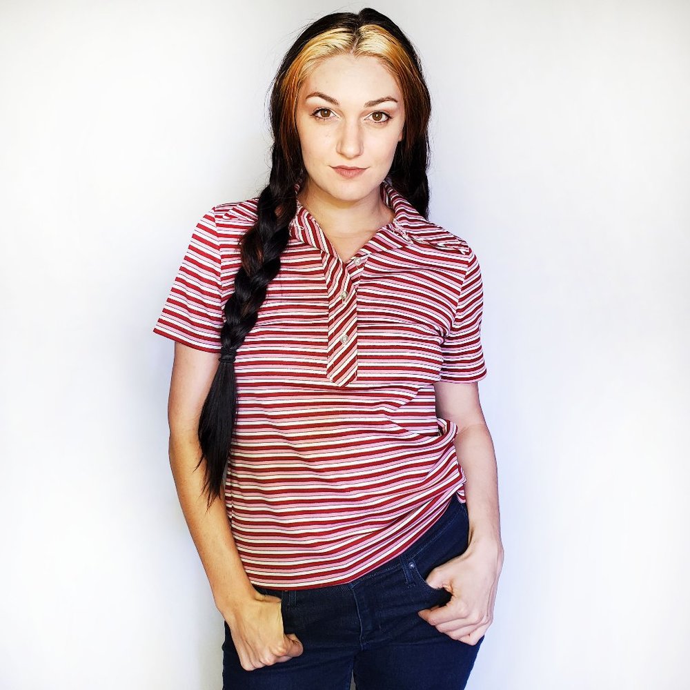 Vintage 70s Collared short sleeve striped shirt